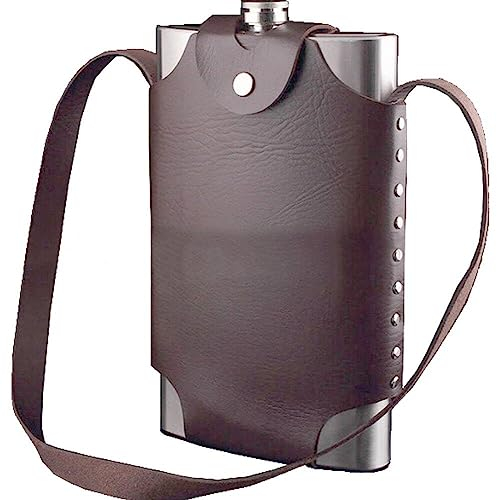 Danlai 64oz Hip Flask with Leather Cover Bag Outdoor Portable Flagon Wine Pot for Alcohol Whiskey Metal Bottle Flask Storage Bag