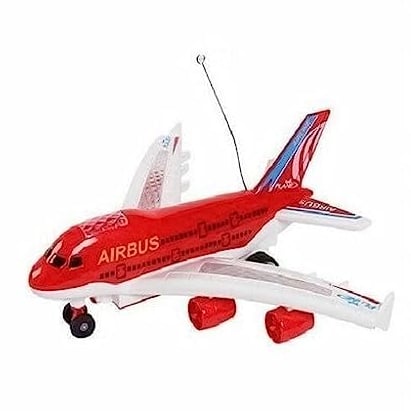 PNJB, Air Bus Remote Control Airplane Flight Aeroplane Plane Electric RC Kids Toy Gift, High-Speed RC Aeroplane, With Light & Music Runs on Ground, Plane Toy (Red)