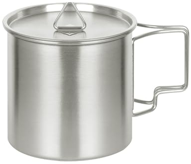 SXSHUOSI Vaso de acero inoxidable para camping al aire libre, taza de café, taza de té, taza plegable con asa (500 ml)