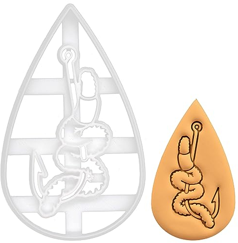 BAKERLOGY Bait mit Wurm Ausstechform - Detailliertes Keksausstecher-Design zum Backen und Basteln, ideal für Fondant, Teig, Ton
