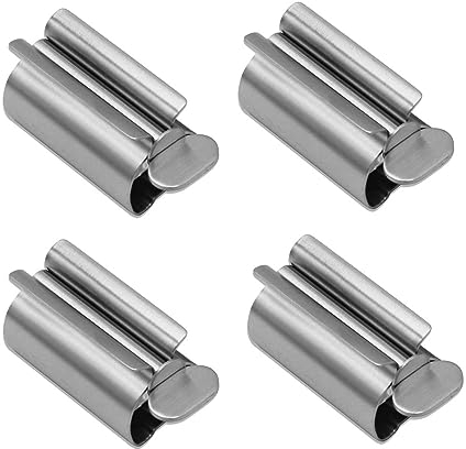 SiMbae Ensemble de 4 Rouleaux de Presse-Dentifrice, Tube en métal Squeezer Tube en Acier Inoxydable Wringer Toothpaste Seat Holder Stand pour Artiste, Salon de Coiffure, Peintre,S