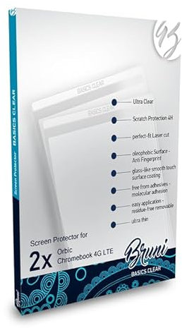 Bruni Película Protectora compatible con Orbic Chromebook 4G LTE Protector Película, claro Lámina Protectora (2X)