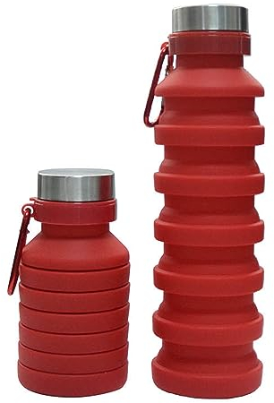 YverLand Bouteille d'eau froide pliable de 500 ml pour adulte avec bouchon en acier inoxydable Gourde de de sport pour enfants et filles pour camping, gymnastique, vélo (rouge)