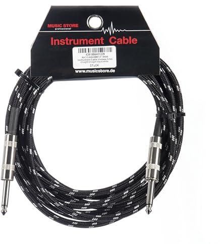 MUSIC STORE Instrumentenkabel Klinke, Klinkenkabel 2 Klinke mono und vernickelten Kontakten, Kabellänge 4.5 m, Vintage
