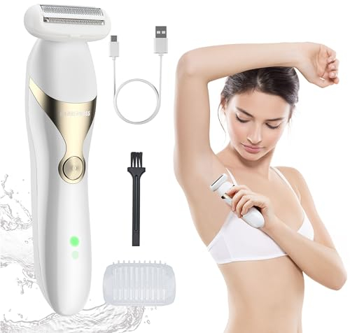 BarberBoss Elektrischer Rasierer für Frauen Elektrischer Rasierer für Frauen Schmerzfrei - Wiederaufladbarer Damenrasierer Gesichts-, Arm-, Bein-, Achsel- & Bikinihaartrimmer Nass & Trocken QR-8083