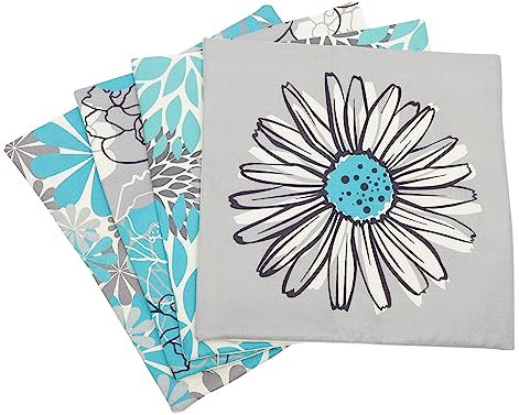 DIKACA 4 Stück Kissenbezug Werfen Auto-Ornament Kissen Werfen Dekorationskissenbezüge Quadratische Kissenbezüge Kissenbezug Im Blumenstil Wohnkultur Sanft Leinen Sofakissenbezug