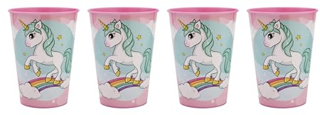 Theonoi 4 x gobelets pour Enfants 260 ML/au Choix : Minnie Pony Princess Frozen PawPatrol Verre Plastique sans BPA – Cadeau Fille (Licorne x 4)