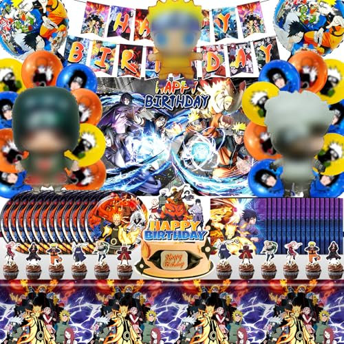 Narut Geburtstagsdeko, Narut Deko Geburtstag, Anime Geburtstag Deko, Party Geschirr Geburtstag Jungen, Luftballon Geburtstag naru, Naru Tortendeko, Happy Birthday Banner und Hintergrund für Kinder