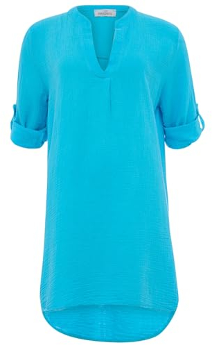 Zwillingsherz Musselin Longbluse aus 100% Baumwolle mit V-Ausschnitt – Hochwertige Tunika für Damen Frauen Mädchen - Sommerbluse Freizeitkleid Strandkleid - Locker luftig perfekt für Frühling Sommer