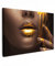 MuchoWow© Bild auf Leinwand 90x60 cm Schlafzimmer Bilder Badezimmer Wand Deko Wohnzimmer Modern Wanddeko Bilderwand Geschenk Frau - Gold - Farbe - Lippen - Porträt