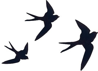 SIGNES GRIMALT Wanddeko aus Metall: Set mit 3 verschiedenen schwarzen Schwalben, freistehend, Höhe 24 cm (groß)