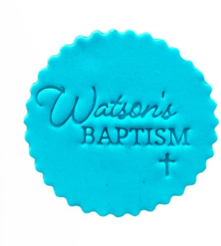 Custom Personalised Baptism Name & Date Fondant Stamp Debosser Cupcake Icing Cookie Decoration Cake (6cm)