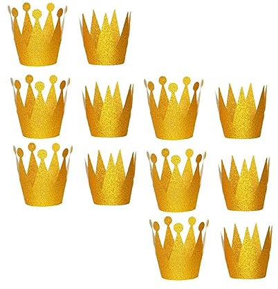Gogogmee 12stücke Kronenhut Geburtstagskrone Geburtstagskronenkappe Kleinkindkrone Geburtstagshut Geburtstags-tiara Haarschmuck Für Partys Feiern Gold
