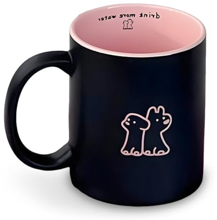 Keramikbecher Tasse,Kaffeetasse aus Keramik mit Niedliche Hund,Gedruckt Drink More Water,Mattierte Keramik Kaffeetasse,Geschenk Kollegin,für Kaffee, Tee und Milch,400ml
