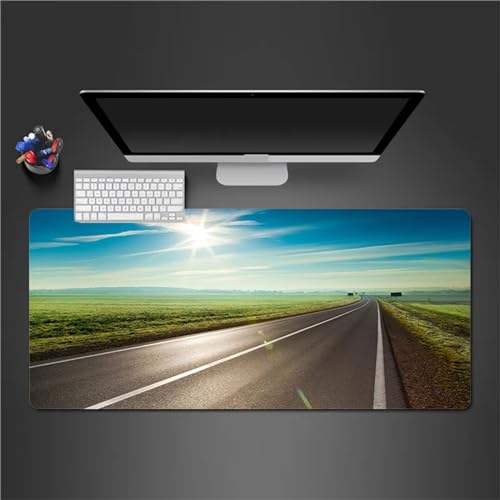 Mauspad XXL, 600x400x3mm Große Sonnenschein Auf Der Autobahn Gaming Mauspad, rutschfest Schreibtischunterlage, Waschbares Mousepad mit Vernähte Kanten für Gamer PC Maus und Tastatur