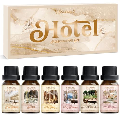 SALKING Hotel Fragrance Oil, Essential Oils Gift Set, Diffuser Oils, Scented Oils for Soaps Candle Making - The Hotel, Santal, My Way, Day Dream, Secret Desires, White Tea