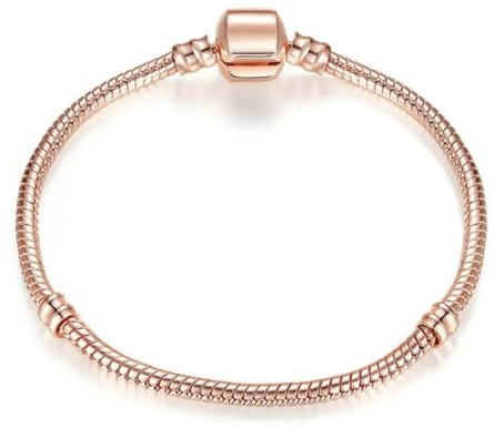 ATE Bracciale per Charm e Ciondoli Beads Oro Rosa Placcato Catena di Serpente #JWB05 (16)