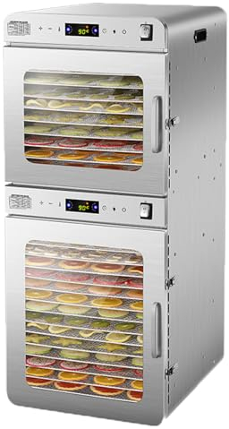 Food Dehydrator, 10-25 Trays Dehydrator with 24 Hour Timer and 86-194℉ Temperature Control and LED Display,for Jerky, Fruits, Herbs, Vegetables, Pet Treats,25-Trays-Dehydrator