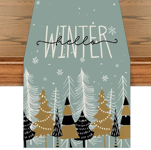 Weihnachtsdeko Tisch Tischläufer, Tischläufer Weihnachten Baum Schneeflocken Weihnachtsdeko, Saisonnal Winter Küche Tisch Dekoration Drinnen Urlaub Party Deko (40x180 cm)