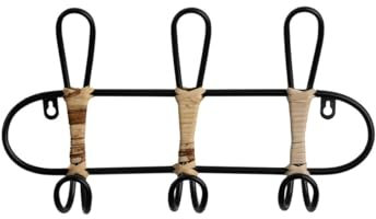Romimex Porte-manteau mural en osier noir 40 x 21 x 8 cm