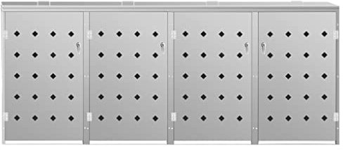 Edelstahl Mülltonnenverkleidung für 4 Tonnen, Silbern