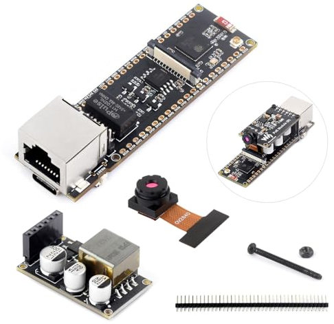 Waveshare ESP32-S3 Eth Development Board, 10/100Mbps RJ45 Ethernet Port, Wi-Fi & BT Support, 240MHz Dual Core Processor, Onboard Type-C Port and TF Card Slot, OV2640 Camera+PoE Module