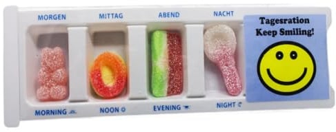 Tablettenbox Smiling gefüllt mit Fruchtgummi 25g