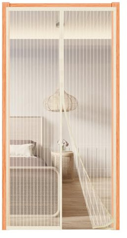 Zanzariera Magnetica Porta Finestra,120x230cm Tenda a Calamita per Balcone, Facile Installazione Senza Fori, Chiusura Automatica,Protezione Insetti,Beige,per Soggiorno e Terrazzo