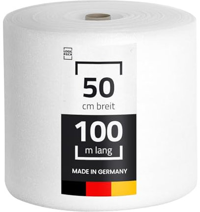 LOGIC PACK Film de mousse PE pour emballage de 3 mm par rouleau - 50 m² Isolation acoustique Sous-couche isolante pour sols stratifiés et parquets Revêtement de sol