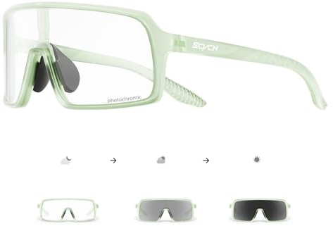 SCVCN Fahrradbrille Selbsttönend für Herren Damen photochrome Sport Sonnenbrille Klar Rennrad Brille TR90 Rahmen Schnelle Radfahren MTB Radbrille mit UV400 Schutz Sportbrille für Laufen Fahren 08