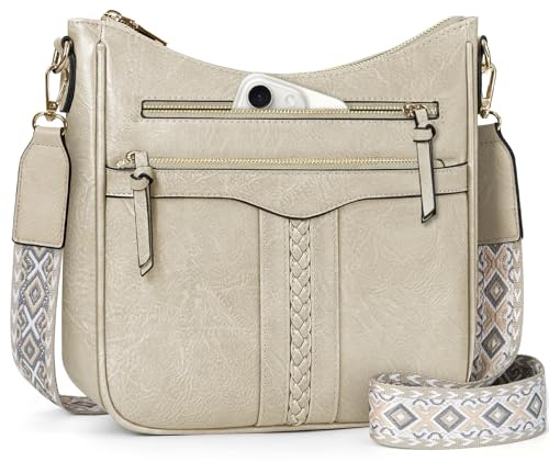 RAINSMORE Sac Bandoulière Femme Cuir PU Sacs Bandoulière avec Bretelle Amovible et Réglable Sacoche Femme Bandoulière avec Multi-poches