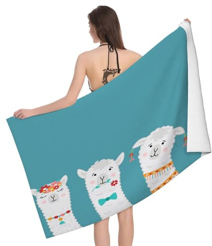 Mikrofaser Strandtuch Alpaka 70x150 cm, 3D Cartoon Tier Thema Badetuch für Erwachsene Weiches Leicht Handtuch Schnelltrocknend Sandfreies Strandhandtuch