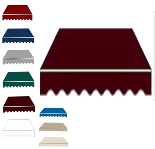 MACAGGTNTU Markisenbespannung Ersatz Markisenstoff Für Terrasse, Markise Ersatzstoff Mit Volant Balkonmarkise Sonnenschutz Stoff, Einfache Montage(Burgundy,8x6.5ft/250x200cm)