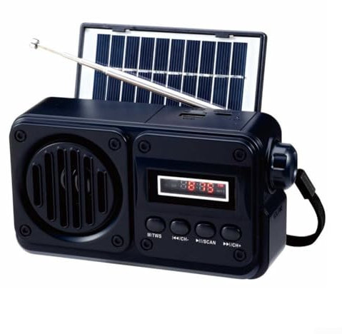 Piccola radio portatile, altoparlante wireless con ricarica solare e radio FM per gli amanti della musica per le emergenze e le attività all'aperto