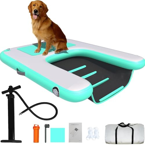 Rampe d'accès Pliable et surélevée for Chien, Flotteur Gonflable for Piscine, Rampe Flottante, échelle for Chien, Plateforme antidérapante en Mousse EVA avec Corde de Traction(Green,150 * 100 * 10cm)