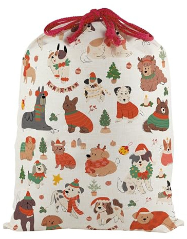Dog Christmas Santa Sack, Extra Large Gift Bag for Pets - Cartoon Presents for Dog Lovers