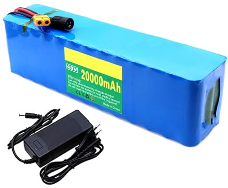 GNIUBBDB Batería De Iones De Litio para Bicicleta Eléctrica De 48 V Y 20 Ah con Cargador De 54,6 V Y 2 A, 13S3P, BMS Integrado para Motores De 250 W, 500 W, 750 W Y 1000 W XT60 Plug+T Plug
