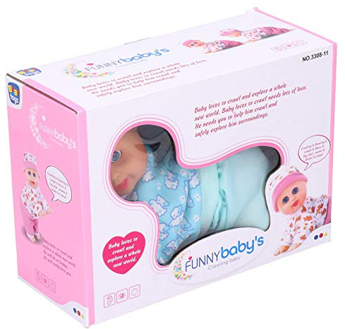 Qcwwy Lebensechte Krabbel-Babypuppe aus Bauchmuskelmaterial, Lachendes Interaktives Spielzeug für , Spannender Krabbel- und Singspaß ab 3 Jahren, Puppen und Stofftiere (#2)