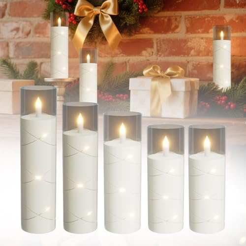 YRHome 5er LED Kerzen Set-ink.Verwundene Fäden Flammenlose Kerzen Mit Timer Funktion Flammenkerzen LED Stumpenkerzen für Weihnachten Wohnzimmer deko - Transparent