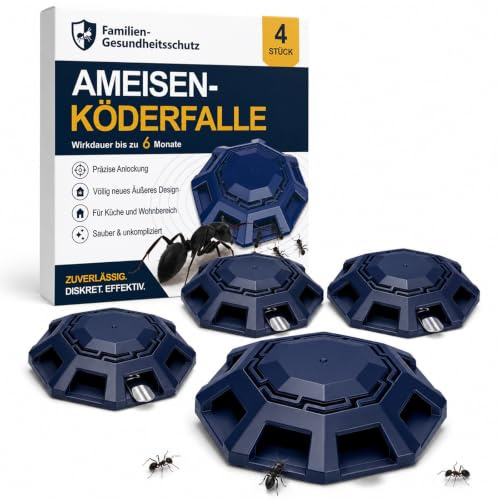 4 Stück Ameisenköderdose – Ameisenköder Ameisenfalle Klebefalle für Innen | Ameisen Köderdose für Haus, Keller, Garage