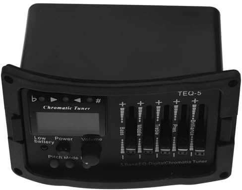Teq-5 Preamplificatore per Chitarra Acustica a 5 Bande Nero | Sintonizzatore Lcd Integrato, Controllo Volume e Gamma Pickup, Plastico e Metallo