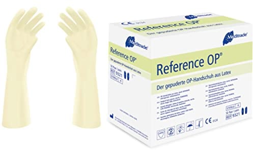 Meditrade 93218 Reference Latex Gepuderte OP-Handschuh, Steril, Größe 8 (100-er pack)