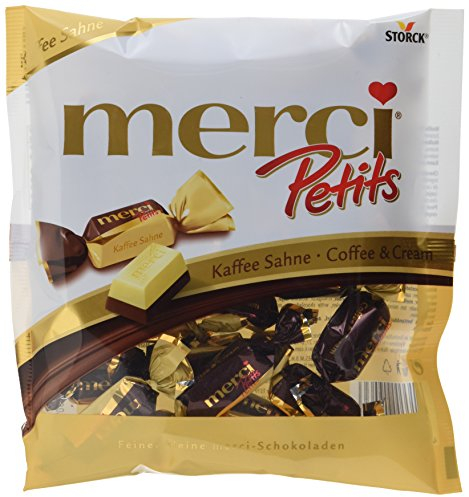 merci Petits Kaffee Sahne – Feine Pralinen aus edler weißer und Kaffee-Sahne Schokolade - kleines Dankeschön für jedermann – (12 x 125g Beutel)