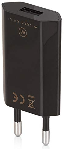 Wicked Chili - Adattatore da USB a corrente per cavi dati e di alimentazione, 1000 mA, colore: Nero