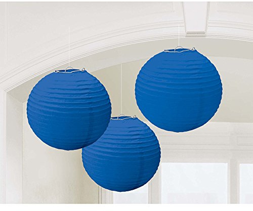 Amscan 24055-105-55 Lanterns Round Bright R Blue- 3 Pack