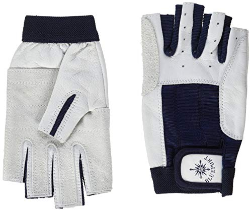 BluePort Erwachsene (Unisex) Segelhandschuhe aus Leder-5 Finger frei XXL, weiß
