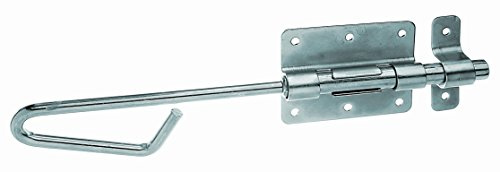 Alberts 137243 Bolzen-Schlossriegel | mit befestigter Schlaufe | galvanisch blau verzinkt | Platte 90 x 67 mm | Bolzen Ø13,5 x 300 mm