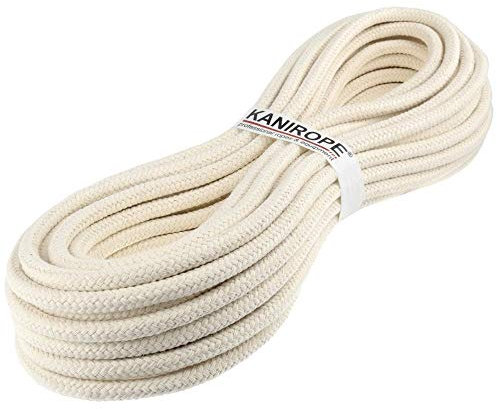 Kanirope® Corde Cordage en Coton COBRAID 8mm 20m tressée Blanc Crème