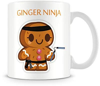 Behind The Glass - Gingerbread Ninja - Printed Funny Mug - Great Gift/Present Idea, Ceramic, 11fl.oz.