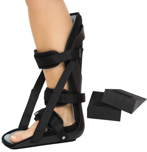 Vive Plantar Fasciitis Night Splint Plus Trigger Point Spike Ball - Soft Leg Brace Support, Orthopedic Sleeping Immobilizer Stretch Boot